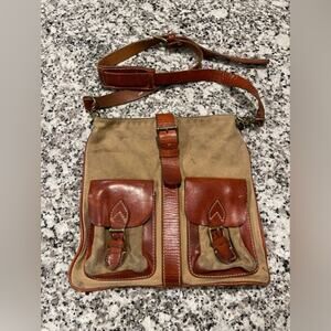 Sandast Casual Messenger /brown*Leather,waxed canvas bag